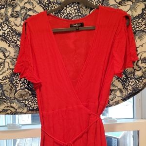 Red wrap dress